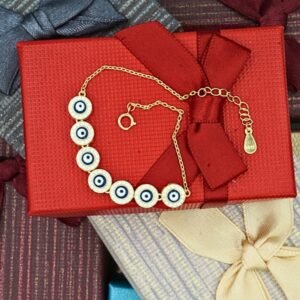 Greek Evil Eye Bracelet "Matina Gold", made of 925 Sterling Silver