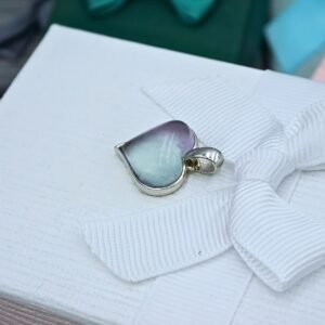 Alternative view of Fluorite Heart Pendant “Heart of Mova”, made of Silver
