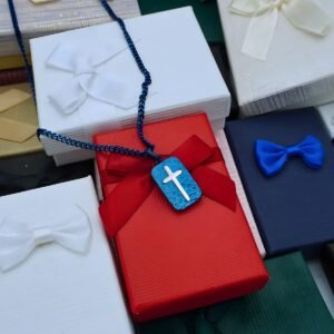 Blue and Silver Cross Necklace "Mateo", made of Stainless Steel