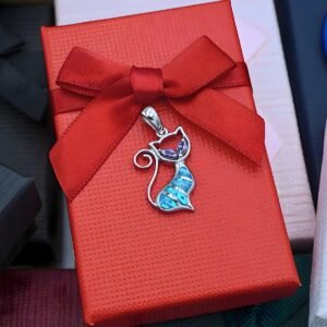 Alternative view of Blue-Purple Cat Pendant "Mitsi", made of Silver 925