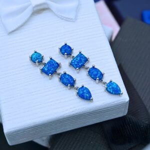 Alternative view of Blue Dangle Earrings "Ava", made of 925 Sterling Silver