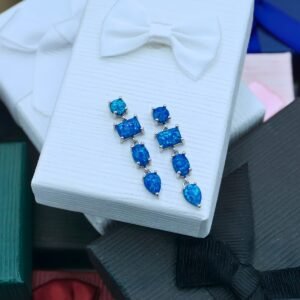 Blue Dangle Earrings "Ava", made of 925 Sterling Silver