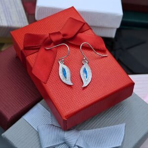 Dangle Blue Leaf Earrings "Aella", made of 925 Sterling Silver