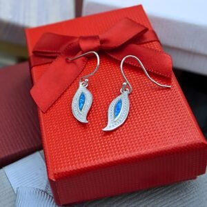 Dangle Blue Leaf Earrings "Aella", made of 925 Sterling Silver