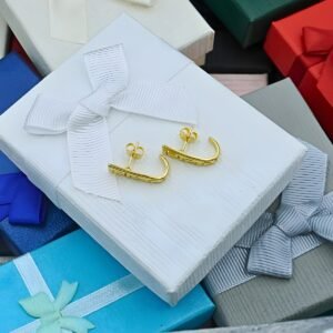 Alternative view of Meandros Gold Plated Stud Earrings "Iziana", made of Silver