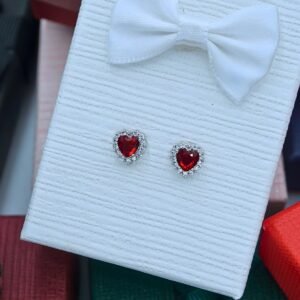 Red Hearts Earrings "Melita", made of Sterling Silver 925