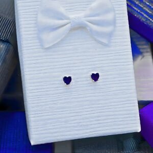 Small Dark Blue Hearts Earrings, "Zemra" made of Silver 925