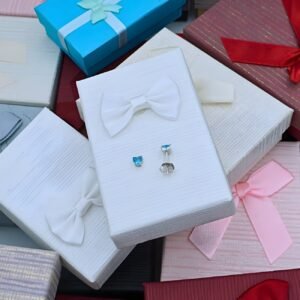 Alternative view of Small Light Blue Hearts Earrings "Zemra" made of Silver 925