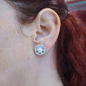 Alternative view of Pearl Stud Earrings "Aronia", made of Sterling Silver 925