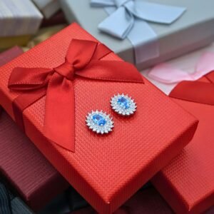 Blue Oval Earrings "Oceana" made of Silver 925 with Zirconia