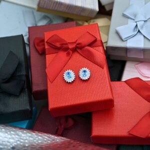 Alternative view of Blue Oval Earrings "Oceana" made of Silver 925 with Zirconia