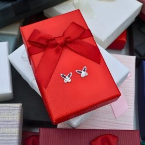 Alternative view of Purple Butterfly Stud Earrings "Lili", made of 925 Sterling Silver