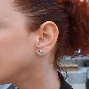 Alternative view of Blue Dragonfly Stud Earrings "Rula", made of 925 Sterling Silver