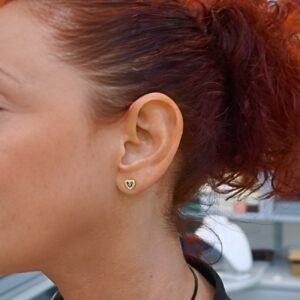 Evil Eye Gold Heart Earrings "Myrto", made of 925 Silver
