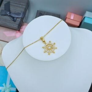 Gold Plated Rudder Pendant Necklace “Gold Sea” made of Steel