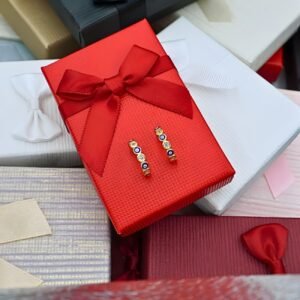 Evil Eye Half Hoop Earrings "Fedra", made of Silver, Gold Plated