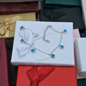 Blue Opal Bracelet "Petra", made of 925 Sterling Silver