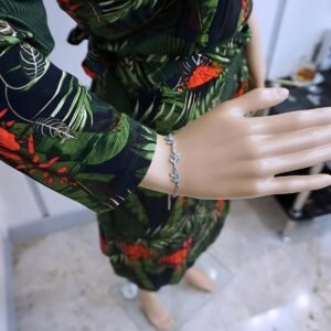 Blue Opal Leaves Bracelet "Sandre", made of 925 Sterling Silver