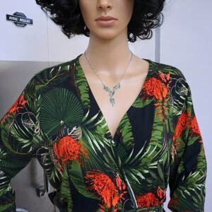 Blue Opal Leaves Necklace "Nazli", made of 925 Sterling Silver