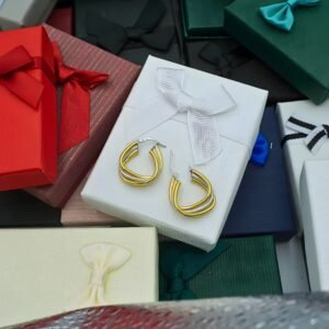 Silver-Gold Hoop Earrings "Delta", made of Silver 925