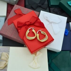 Silver-Gold Hoop Earrings "Delta", made of Silver 925