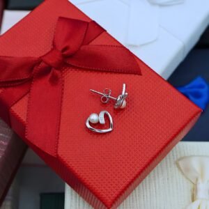 Pearl Heart Earrings "Thetida", made of Silver 925